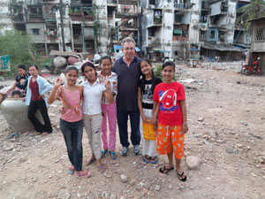 Steve Heimberg and children of Aziza Schoolhouse